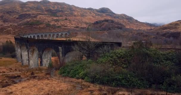 Glenfinnan Viaduct Skoçya Hava Görüntüsü — Stok video