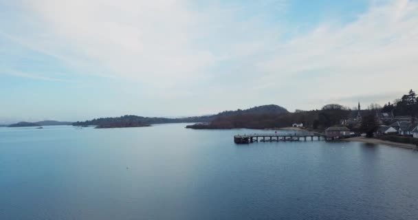 Letecký Pohled Loch Lomond Nature Scotland — Stock video