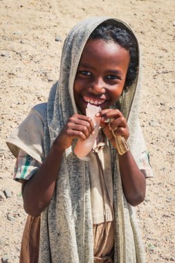 Keren, Eritre - 03 Kasım 2019: Gülümseyen ve Tatlı Genç Kız