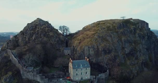 Aerial View Dumbarton Castle Scotland — Stock Video