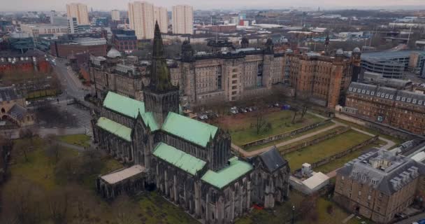 Aerial View Glasgow Cathedral Scotland — Stock Video