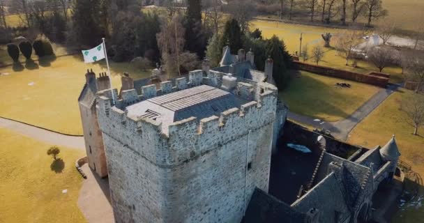 Widok Lotu Ptaka Zamek Drum Szkocja — Wideo stockowe