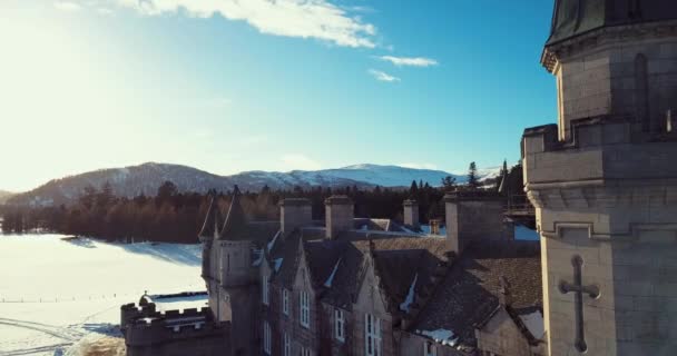 Vista Aérea Del Castillo Balmoral Escocia — Vídeos de Stock