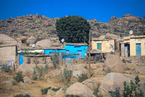 Μικρό Χωριό Τυπικά Σπίτια Keren Ερυθραία — Φωτογραφία Αρχείου