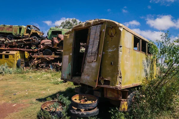 Tanques Abandonados Exército Cemitério Tanque Asmara Eritreia — Fotografia de Stock