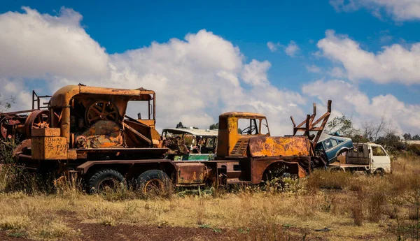 Tanques Abandonados Exército Cemitério Tanque Asmara Eritreia — Fotografia de Stock