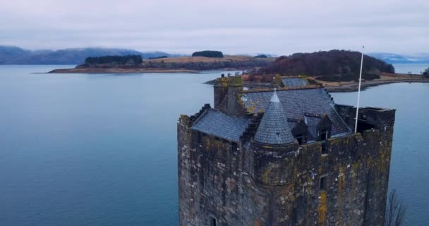 Αεροφωτογραφία Του Castle Stalker Στη Σκωτία — Αρχείο Βίντεο