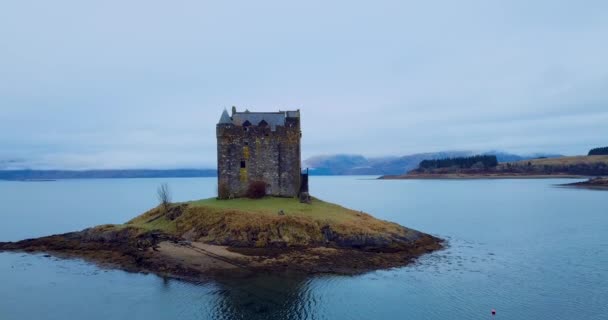 Vista Aérea Castle Stalker Escócia — Vídeo de Stock