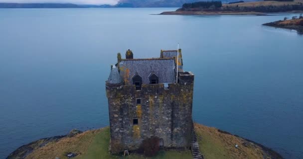 Αεροφωτογραφία Του Castle Stalker Στη Σκωτία — Αρχείο Βίντεο