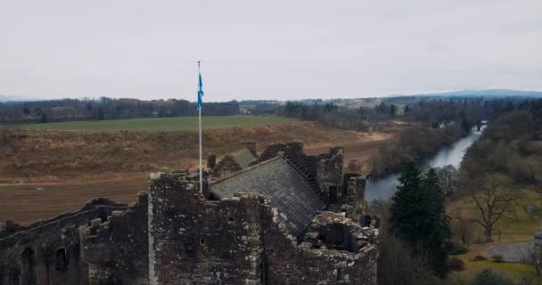 Aerial View Doune Castle Scotland — Vídeo de stock