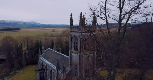 Vista Aérea Antiga Catedral Escócia — Vídeo de Stock