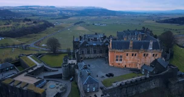 Stirling Kalesi Nin Hava Manzarası Antik Skoçya — Stok video