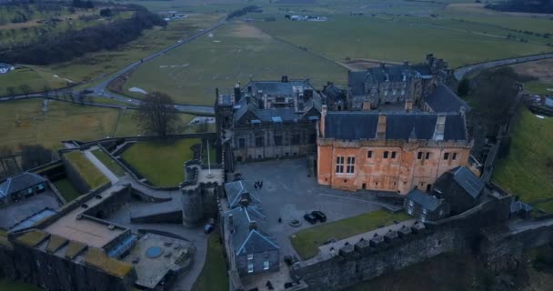 苏格兰古城斯特灵城堡的空中景观 — 图库视频影像