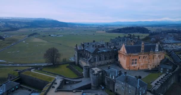 Vista Aérea Del Castillo Stirling Antigua Escocia — Vídeos de Stock