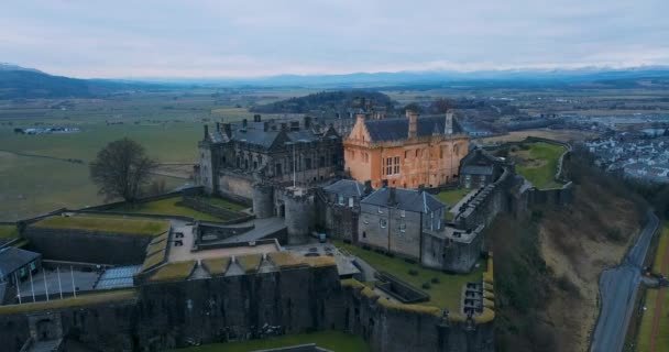 Luchtfoto Van Stirling Castle Het Oude Schotland — Stockvideo