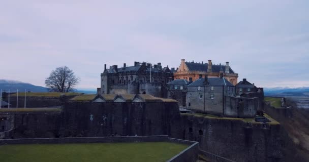 Luchtfoto Van Stirling Castle Het Oude Schotland — Stockvideo