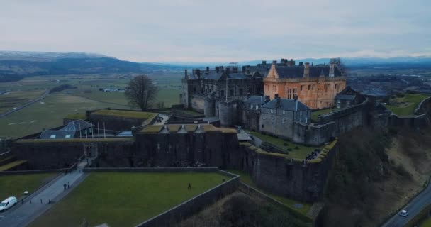 Aerial View Stirling Castle Ancient Scotland — Stock Video