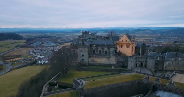 Aerial View Stirling Castle Ancient Scotland — Vídeos de Stock