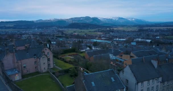 Skoçya Stirling Panoraması Havadan Bakış — Stok video