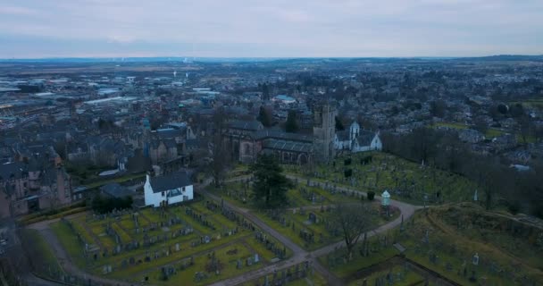 Holy Rude Church Stirling Schotland Luchtfoto — Stockvideo