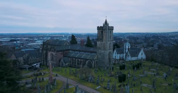 Holy Rude Church Stirling Schottland Luftaufnahme — Stockvideo