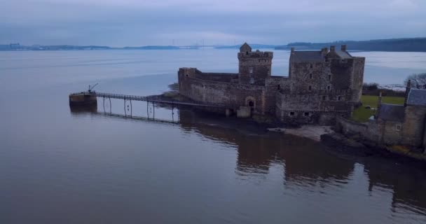 Luchtfoto Van Blackness Castle Schotland — Stockvideo