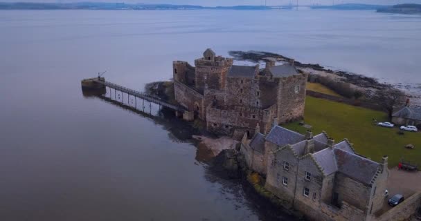 Luftaufnahme Von Blackness Castle Schottland — Stockvideo