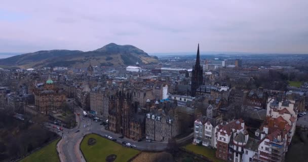 Centrum Van Edinburgh Uitzicht Vanuit Lucht — Stockvideo