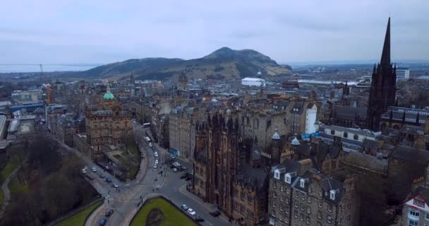 Centrum Van Edinburgh Uitzicht Vanuit Lucht — Stockvideo