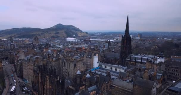 Centrum Van Edinburgh Uitzicht Vanuit Lucht — Stockvideo