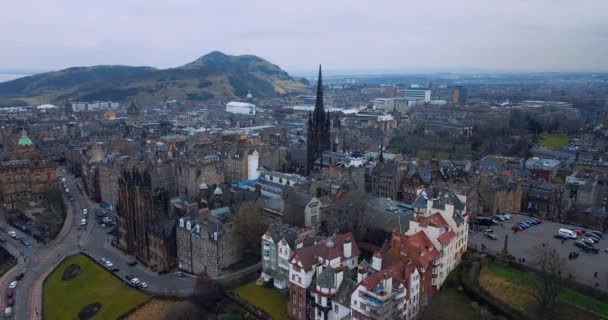 Edinburgh City Centre Aerial View — ストック動画