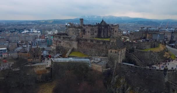 Letecký Pohled Město Hrad Edinburghu — Stock video