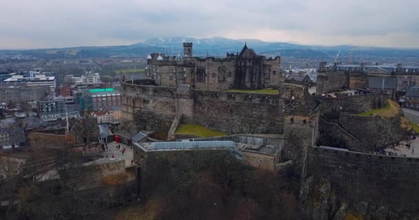 Вид Воздуха Город Замок Эдинбурге — стоковое видео