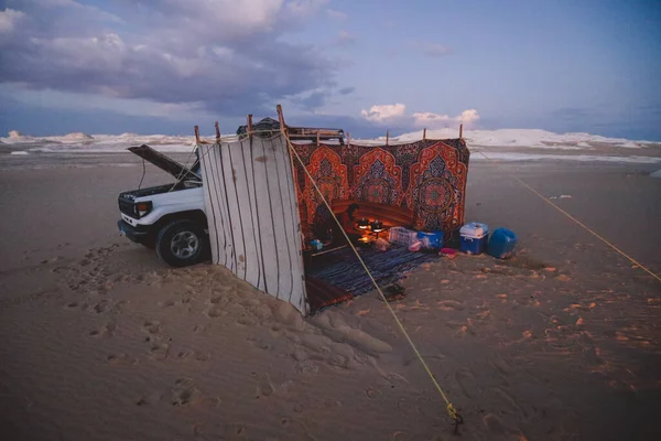 Nocleg Camping Stay Heart White Desert Protected Area Stars Farafra — Zdjęcie stockowe