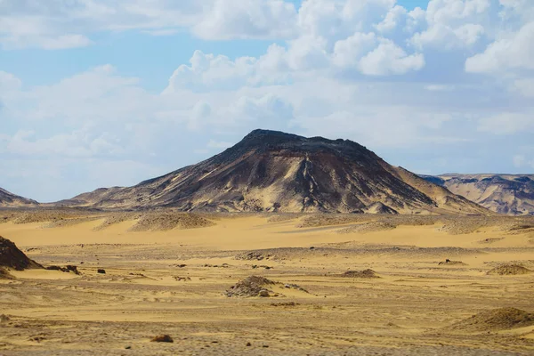 Panoramisch Uitzicht Zandheuvels Zwarte Woestijn Nationaal Park Farafra Oase Egypte — Stockfoto