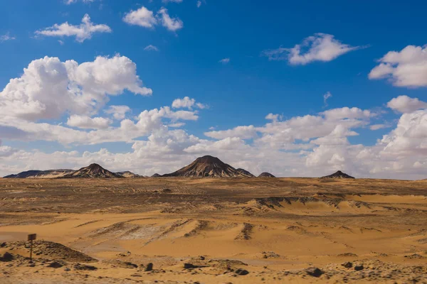 Panorámás Kilátás Sandy Hills Fekete Sivatagban Nemzeti Park Farafra Oasis — Stock Fotó