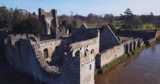 Vista Aérea Das Ruínas Castelo Desmond Adare Irlanda — Vídeo de Stock