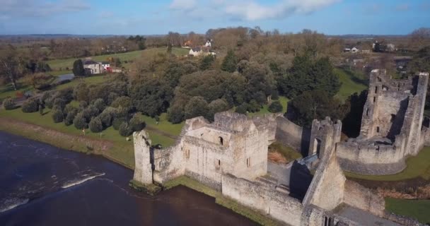 Vista Aérea Las Ruinas Del Castillo Desmond Adare Irlanda — Vídeo de stock