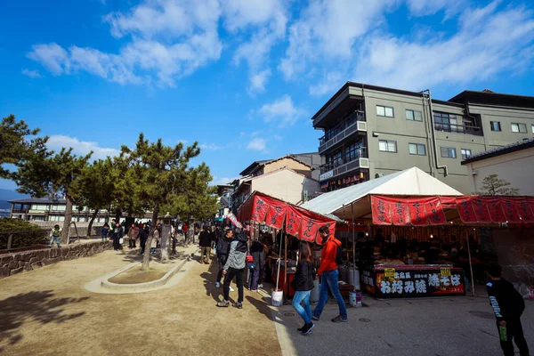 Miyajima Ιαπωνία Ιανουαρίου 2020 Cityscape Στους Δρόμους Του Walking Tourists — Φωτογραφία Αρχείου