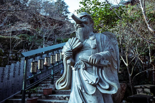 Itsukushima Japão Janeiro 2020 Estátua Pedra Perto Templo Budista — Fotografia de Stock