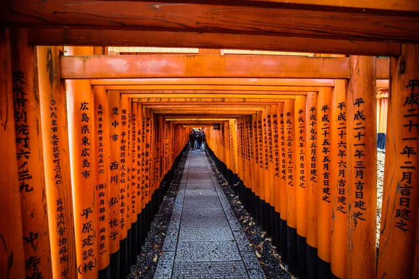 Kyoto Japão Janeiro 2020 Longe Dos Milhares Vermilion Great Torii — Fotografia de Stock