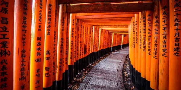 Kyoto, Japan - January 08, 2020: Way from the Thousands of Vermilion Great Torii Gates