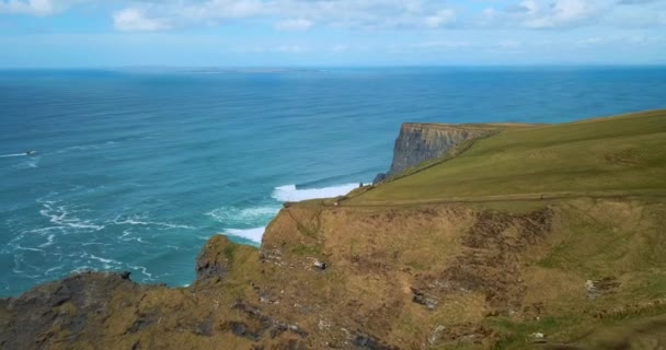 Aerial View Cliffs Moher Ireland — Stock Video