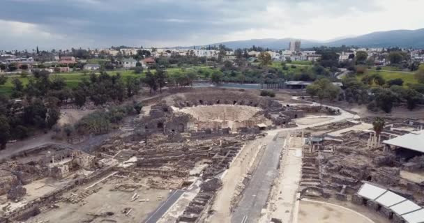 Vista Superior Antigua Escitópolis Beit Shean Israel — Vídeo de stock