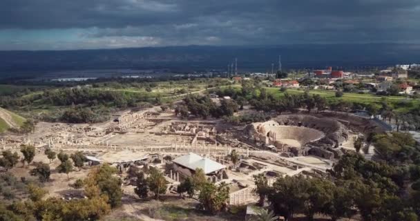 Κάτοψη Της Αρχαίας Scythopolis Στο Beit Shean Ισραήλ — Αρχείο Βίντεο