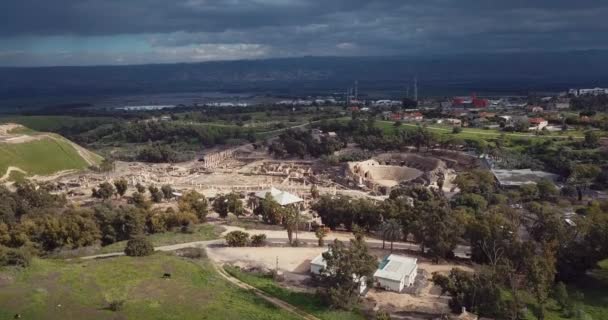 Vista Superior Antigua Escitópolis Beit Shean Israel — Vídeo de stock