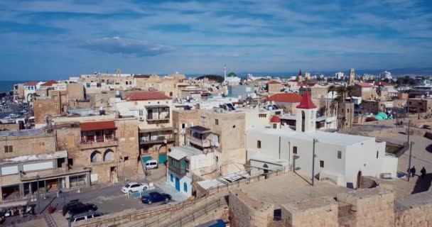 Vista Aérea Parte Histórica Ciudad Akko Israel — Vídeos de Stock