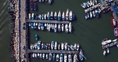 Akko 'da tekneleri olan liman, Aerial View, İsrail