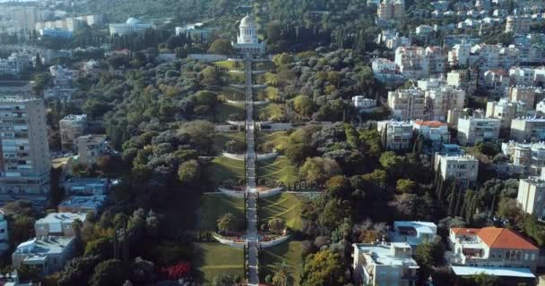 Srail Deki Hayfa Bahçeleri Nin Havadan Görünüşü — Stok video