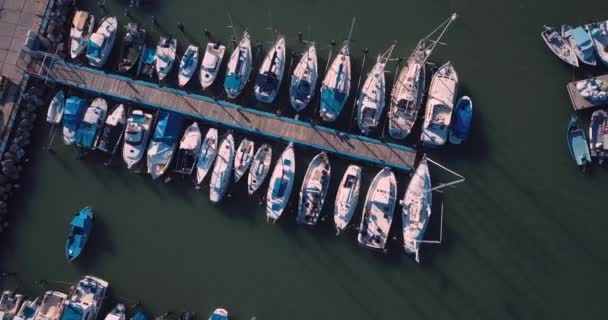 Hafen Mit Booten Akko Luftaufnahme Israel — Stockvideo